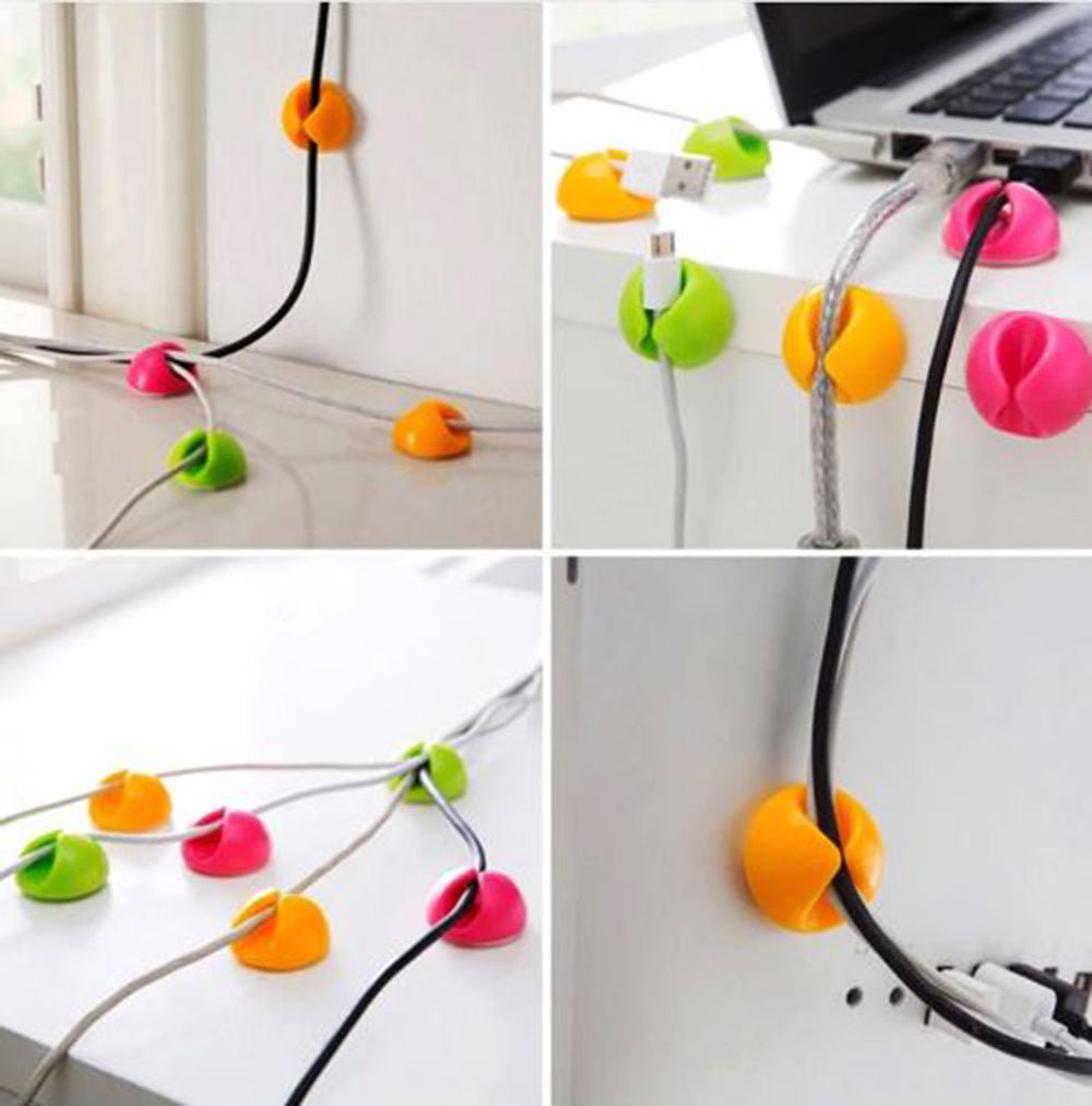 6pcs Cable Clips Tidy Cord Lead Organiser USB Charger Holder Drop