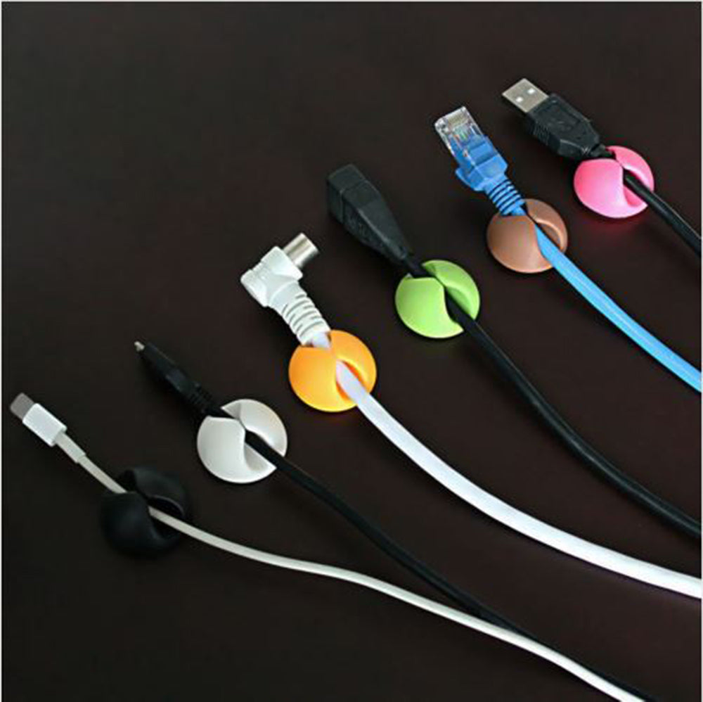 6pcs Cable Clips Tidy Cord Lead Organiser USB Charger Holder Drop