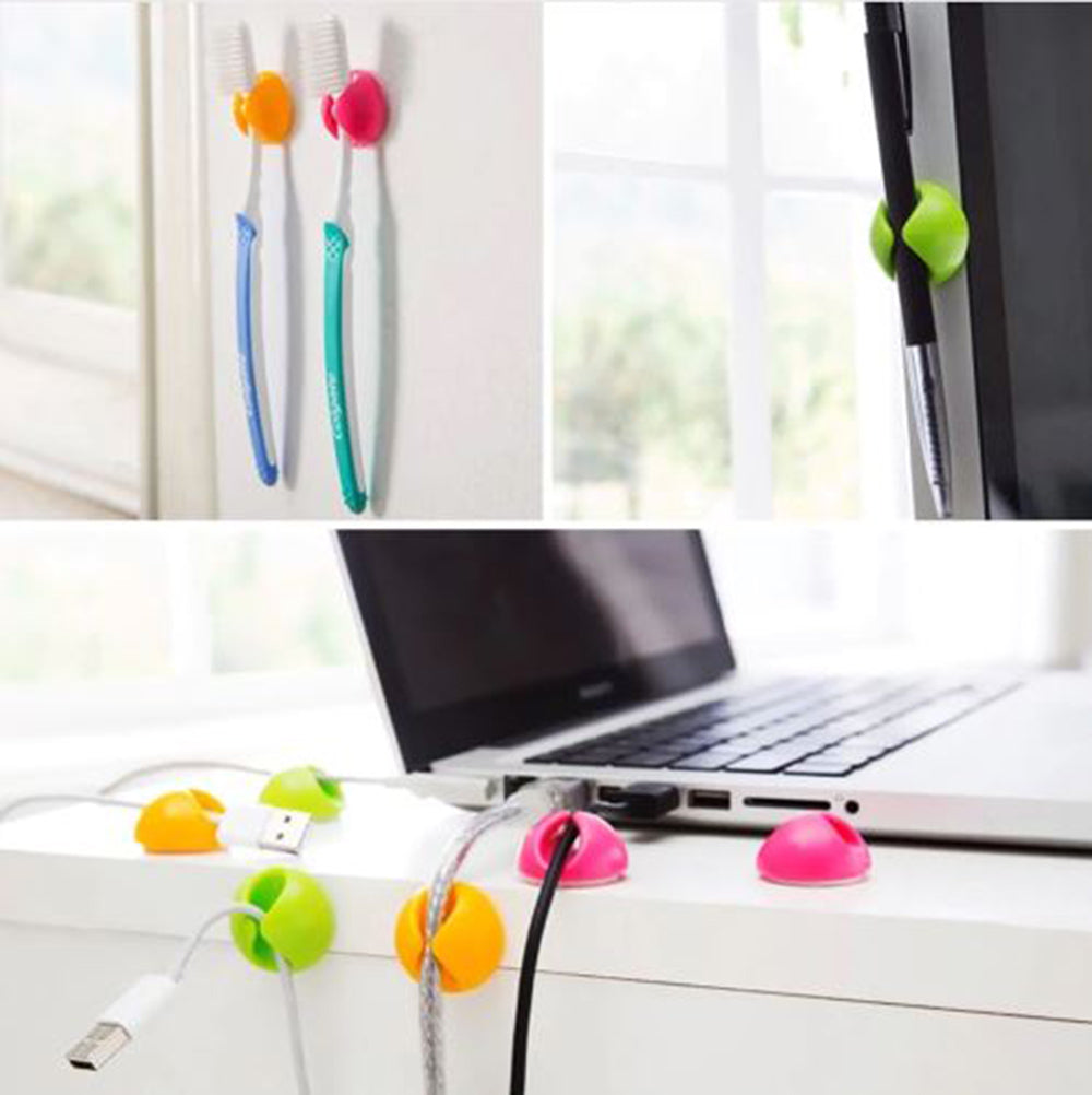 6pcs Cable Clips Tidy Cord Lead Organiser USB Charger Holder Drop