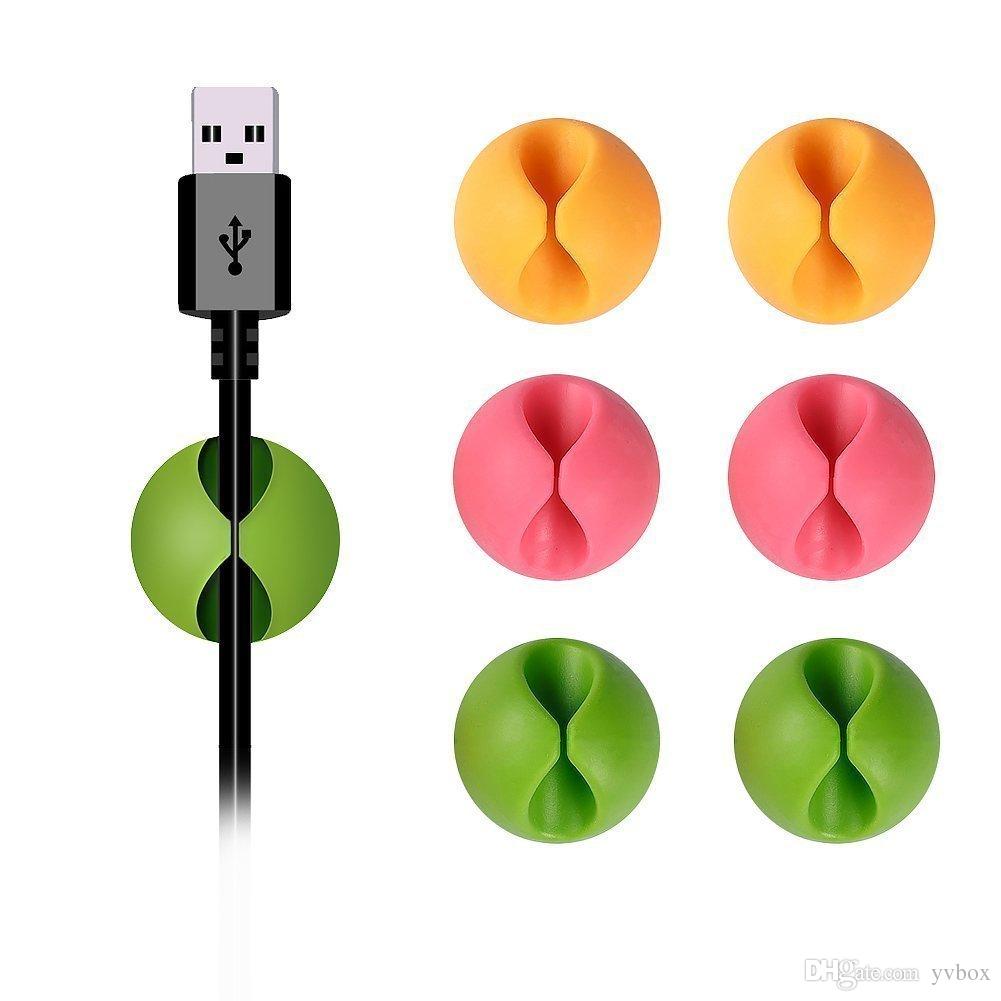 6pcs Cable Clips Tidy Cord Lead Organiser USB Charger Holder Drop