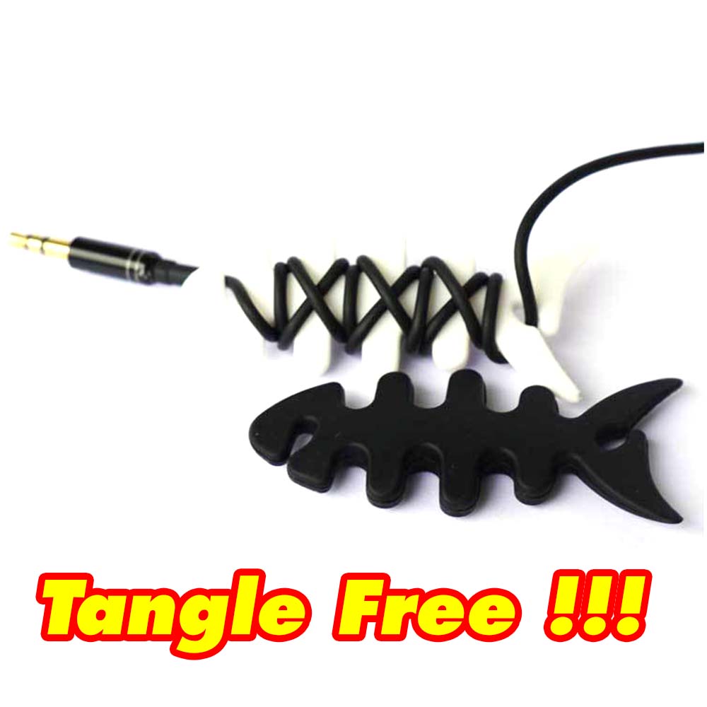 Tangle Free Fish Bone Earphone Headphone Cable Organiser suits iPod iPhone Galaxy