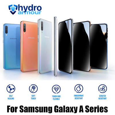 Samsung Galaxy A55 A35 A25 A15 A05 A05s Heavy Duty Privacy Hydrogel Screen Protector – HD Anti Spy, Self Healing, Anti Scratch