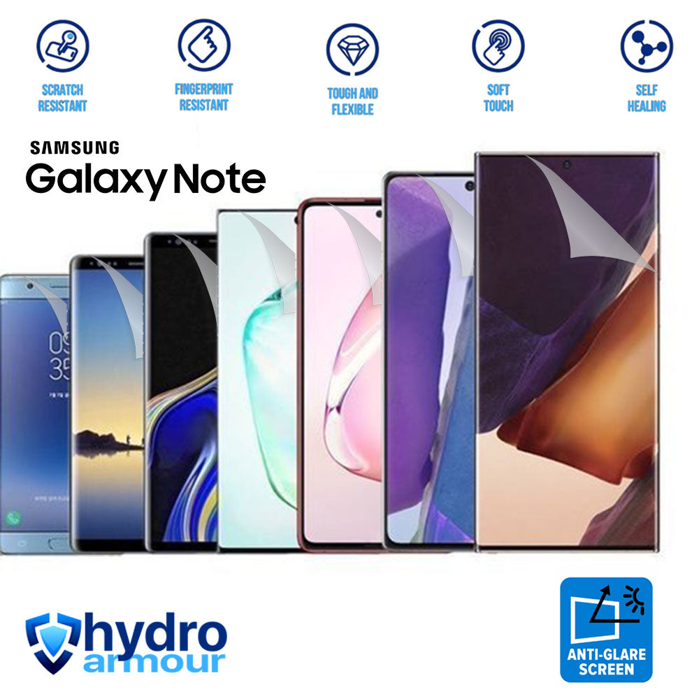 Heavy Duty Matte Anti-Glare Hydrogel Screen Protector | HD for Samsung Galaxy Note 1 2 3 4 5 7 8 9 10 20 Ultra