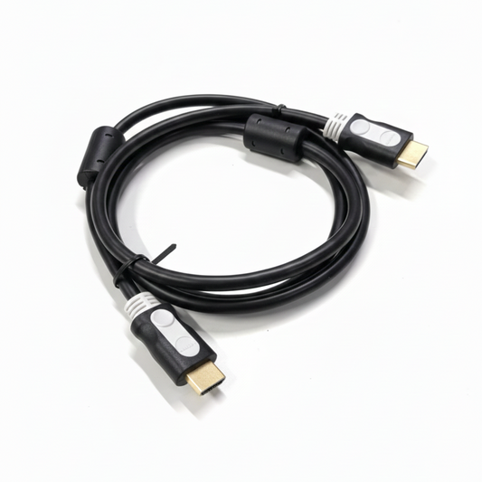 HDMI cable with gold connectors on a white background