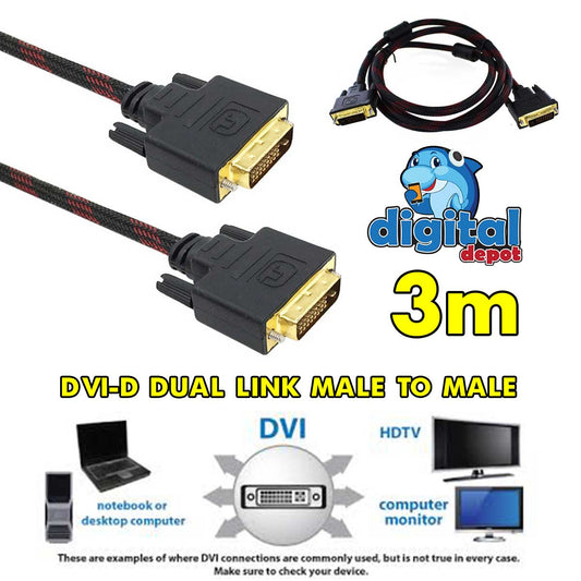 3m Premium DVI to DVI Cable Male to Male Monitor PC HDTV Plasma LCD