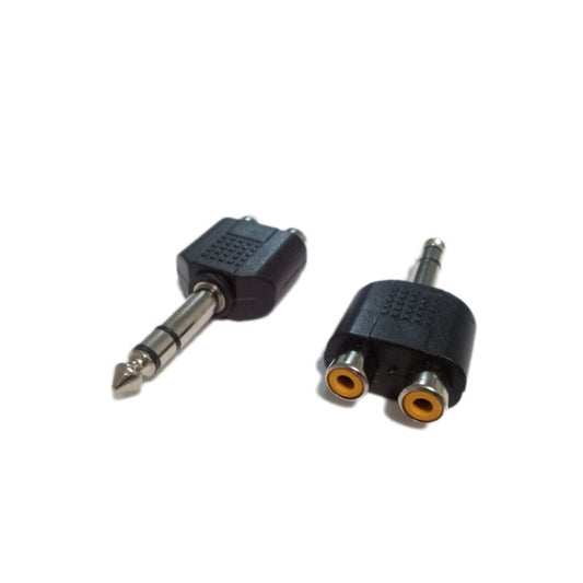 6.35mm Stereo Jack Male to 2xRCA Female Sockets Converter Adapter